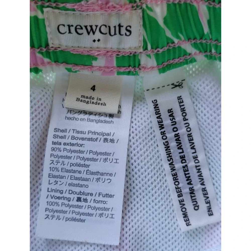 J.Crew Crewcuts Boys Tropical Pineapple Swim Trunks Green Pink Mesh Lined